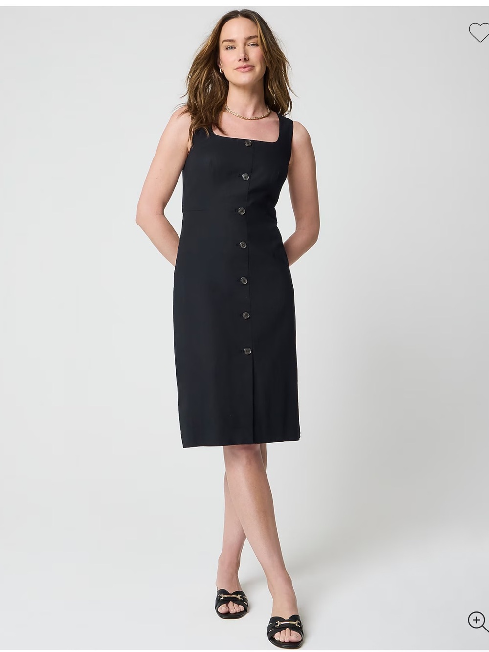 J. Crew Factory Petite linen-cotton blend button-front midi dress - Black